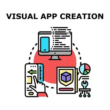 Visual app creation developing mobile software process イラスト素材