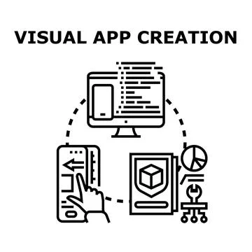 Visual app creation developing mobile software process Stock-Illustration