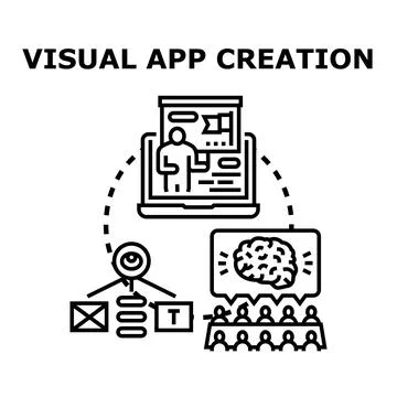 Visual app creation process development concept Stock Illustration