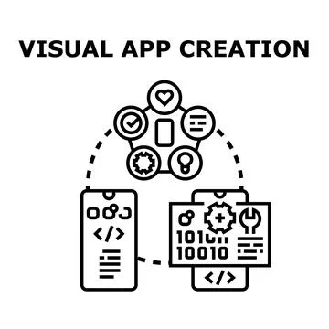 Visual app creation process for mobile development Illustrazione stock