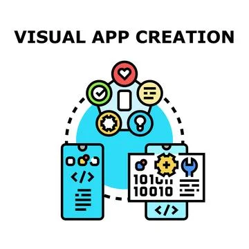 Visual app creation process for mobile development 库存插图