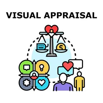 Visual appraisal evaluating value and customer feedback Stock Illustration