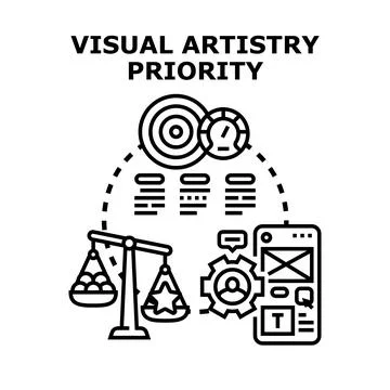 Visual artistry priority concept defining creative design goals Stock Illustration
