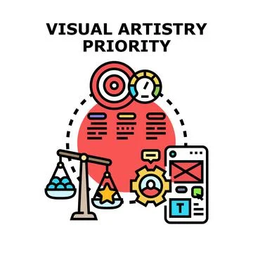 Visual artistry priority concept defining creative design goals Stock Illustration