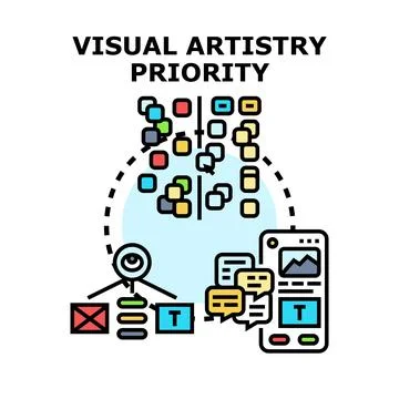Visual artistry priority concept developing creative content strategy Stock Illustration
