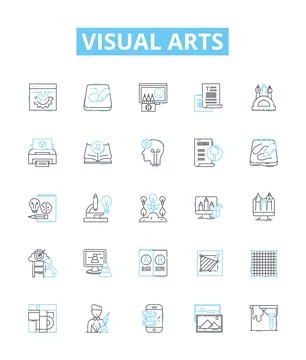 Visual arts vector line icons set. Drawing, Painting, Sculpture, Mosaic Stock-Illustration