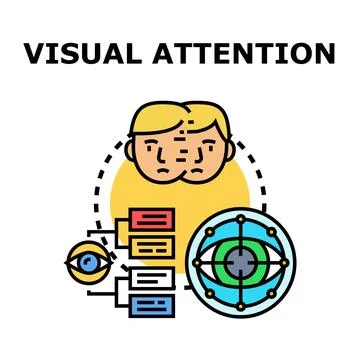 Visual attention concepts and cognitive focus process Stockillustratie