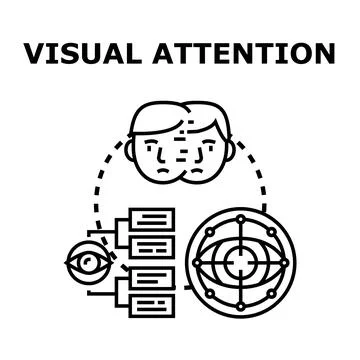 Visual attention concepts and cognitive focus process Stockillustratie