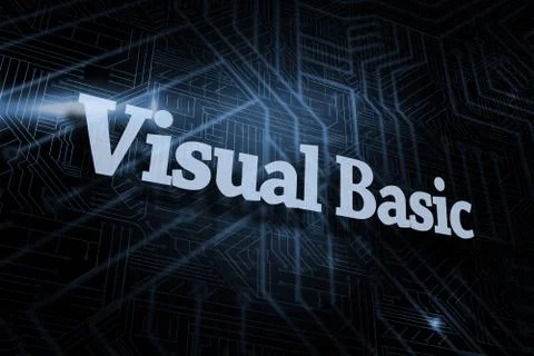 Visual basic against futuristic black and blue background Stockillustratie