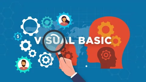 Visual basic programming language concept Stockbeeldmateriaal 208041406