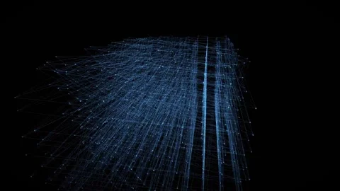 Visual of blue lines creating a digital abstract structure in space Stock Footage 341401317