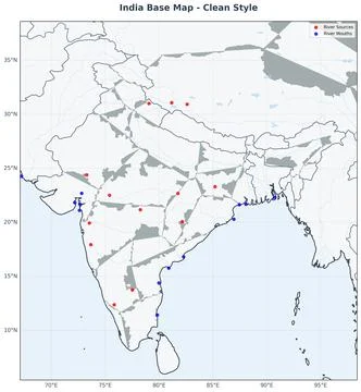 Visual Chart Comparing Lengths of Major indian Rivers Stock Photos