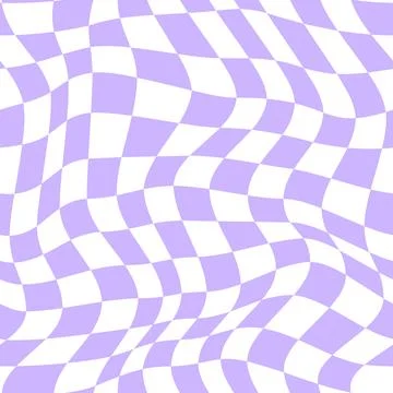 Visual chequered illusion. Dizzy psychedelic pattern with warped purple and w Stock Illustration