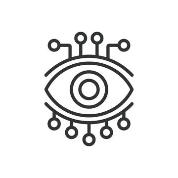 Visual chip, icon in line design. Visual, chip, technology, circuit, processor Stock Illustration