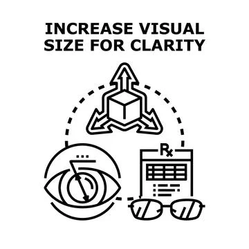 Visual clarity concept increasing object size for perception Stock Illustration
