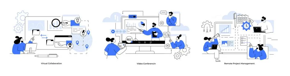 Visual Collaboration Tools for Effective Remote Work and Project Management Stock Illustration
