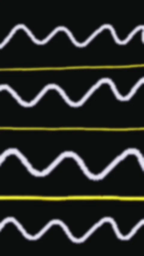 Visual comparison between sinusoidal waves and linear patterns looped animati Stock Footage 332438983