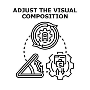 Visual composition adjusting creativity and optimization process Stock Illustration