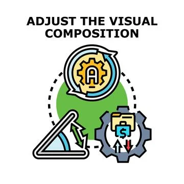 Visual composition adjusting creativity and optimization process Stock Illustration