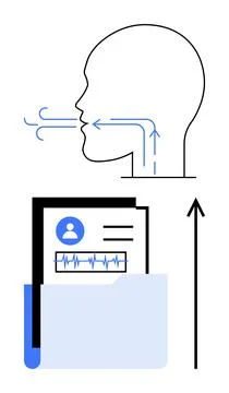 Visual Concept of Breathing and Data Flow for Health and Medical Analysis Illustrazione stock