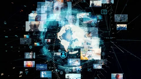 Visual contents concept. Global network. Social networking service. Streaming vi Stock Footage 142508190