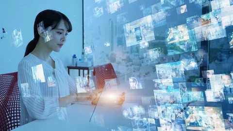 Visual contents concept. Social networking service concept. Streaming video. Stock Footage 120548745