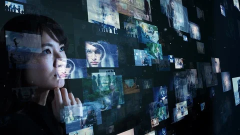 Visual contents concept. Social networking service. Streaming video. Stock-Footage 122619319