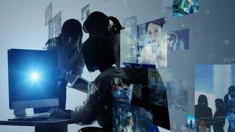 Visual contents concept. Social networking service. Streaming video. Stock Footage 127041365