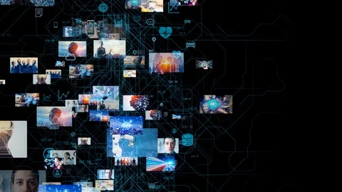 Visual contents concept. Social networking service. Streaming video. Stock Footage 130059094