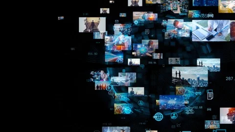 Visual contents concept. Social networking service. Streaming video. Stock Footage 130059200