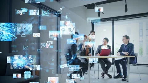 Visual contents concept. Social networking service. Streaming video. Stock Footage 130384878