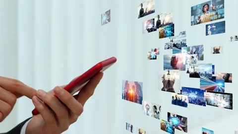 Visual contents concept. Social networking service. Streaming video. communicati Stock Footage 131152895