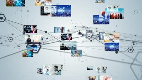 Visual contents concept. Social networking service. Streaming video. Stock Footage 133556183
