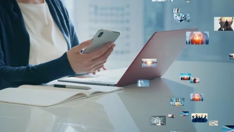 Visual contents concept. Social networking service. Streaming video. communicati Stock Footage 162200126