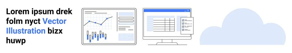 Visual Data Analytics and Cloud Integration for Efficient Business Reporting Stock Illustration