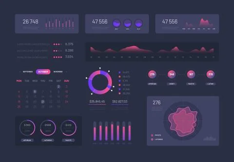 Visual data graphics. Control admin panel with charts column diagrams. Modern 스톡 일러스트
