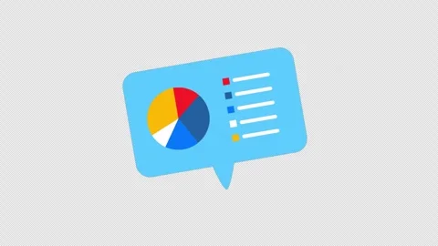 Visual data report using a pie chart and legend inside a speech bubble, sym.. Stock Footage 309089658