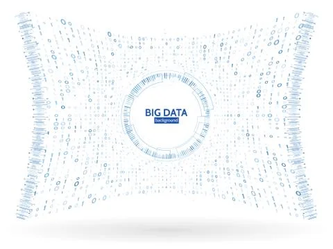 Visual data stream information. Abstract binary code connection structure. Fu Illustrazione stock