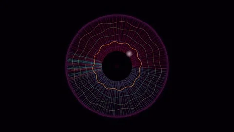 Visual design of an abstract eye shape with lines and colors Stock Footage 337072465