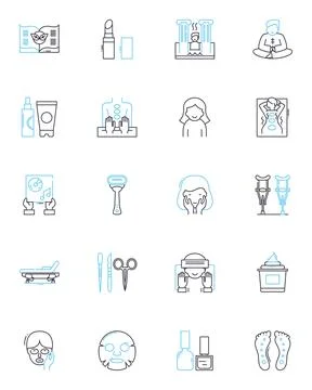 Visual design linear icons set. Composition, Typography, Color, Contrast, Layout Illustrazione stock