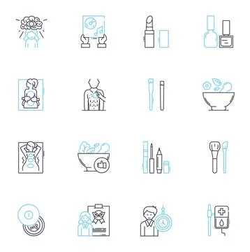 Visual design linear icons set. Composition, Typography, Color, Contrast, Layout Illustrazione stock