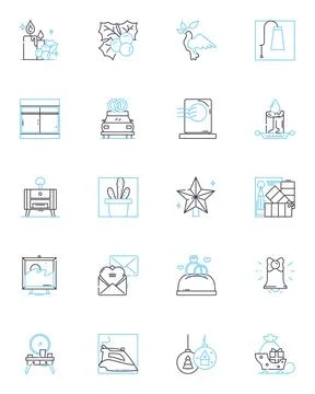 Visual details linear icons set. Textures, Colors, Patterns, Symmetry, Contrast Stock Illustration