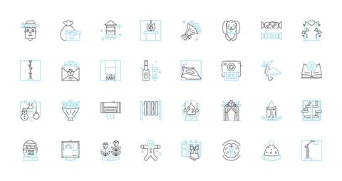 Visual details linear icons set. Textures, Colors, Patterns, Symmetry, Contrast Stock Illustration
