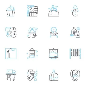 Visual details linear icons set. Textures, Colors, Patterns, Symmetry, Contrast Stock Illustration