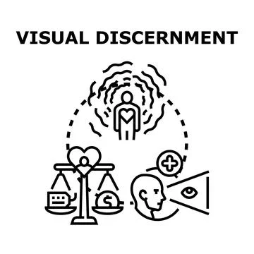 Visual discernment process analyzing options for balanced decision Stock Illustration