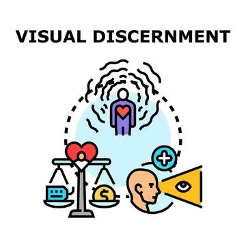 Visual discernment process analyzing options for balanced decision Stock Illustration