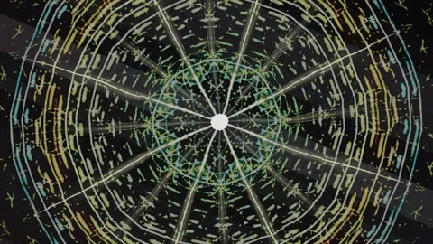 Visual display of circular lines and patterns on a dark background Stock Footage 337374910
