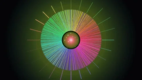 Visual display of colorful radial lines on a dark background Stock Footage 337073385