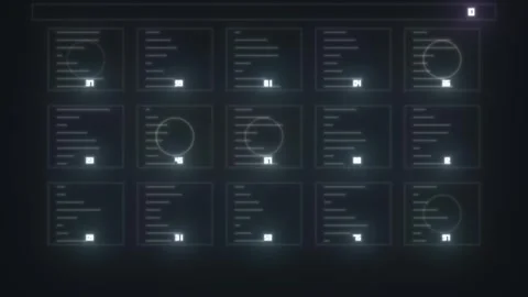 Visual display of digital data in grid layout on black Stock Footage 339339704