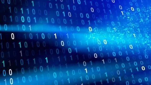 Visual display of flowing binary code in shades of blue, depicting movement.. Stock Illustration